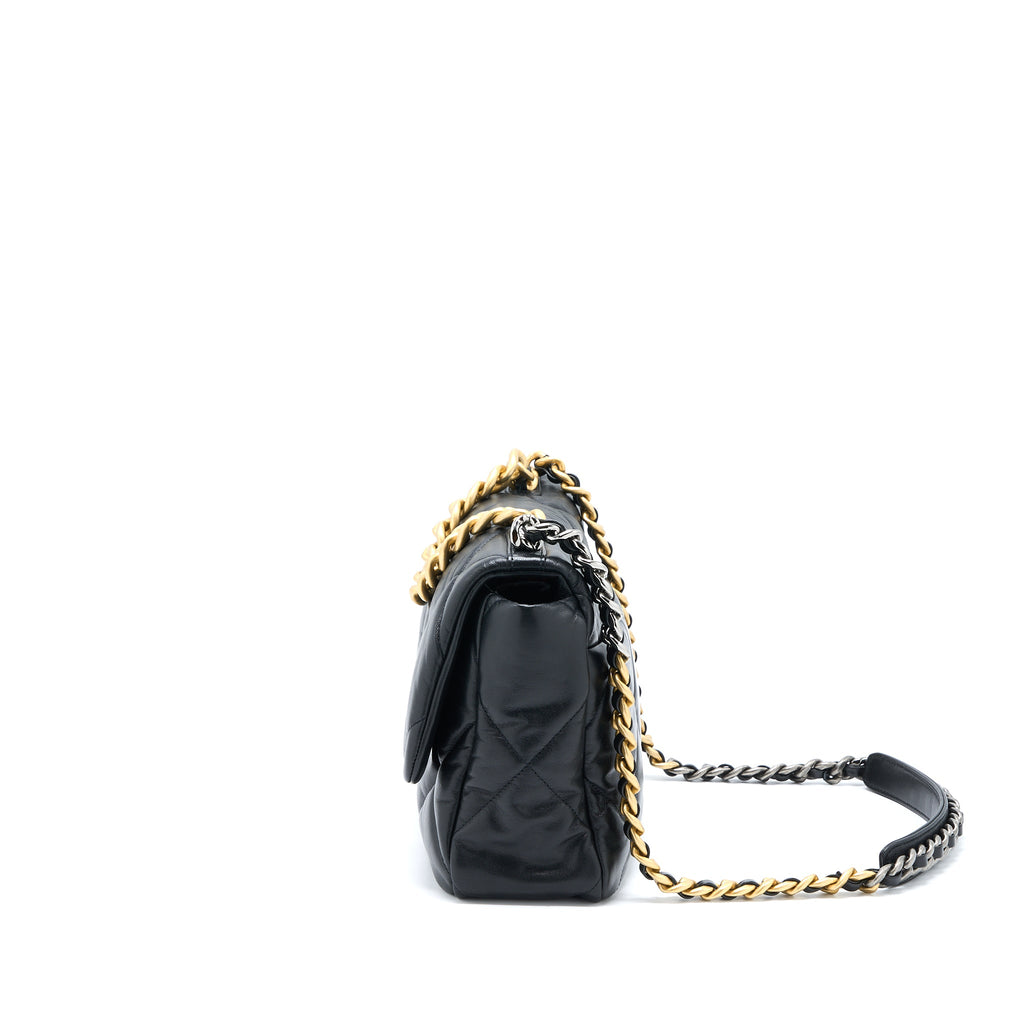 CHANEL MEDIUM 19 BAG GOATSKIN BLACK MULTICOLOUR HARDWARE