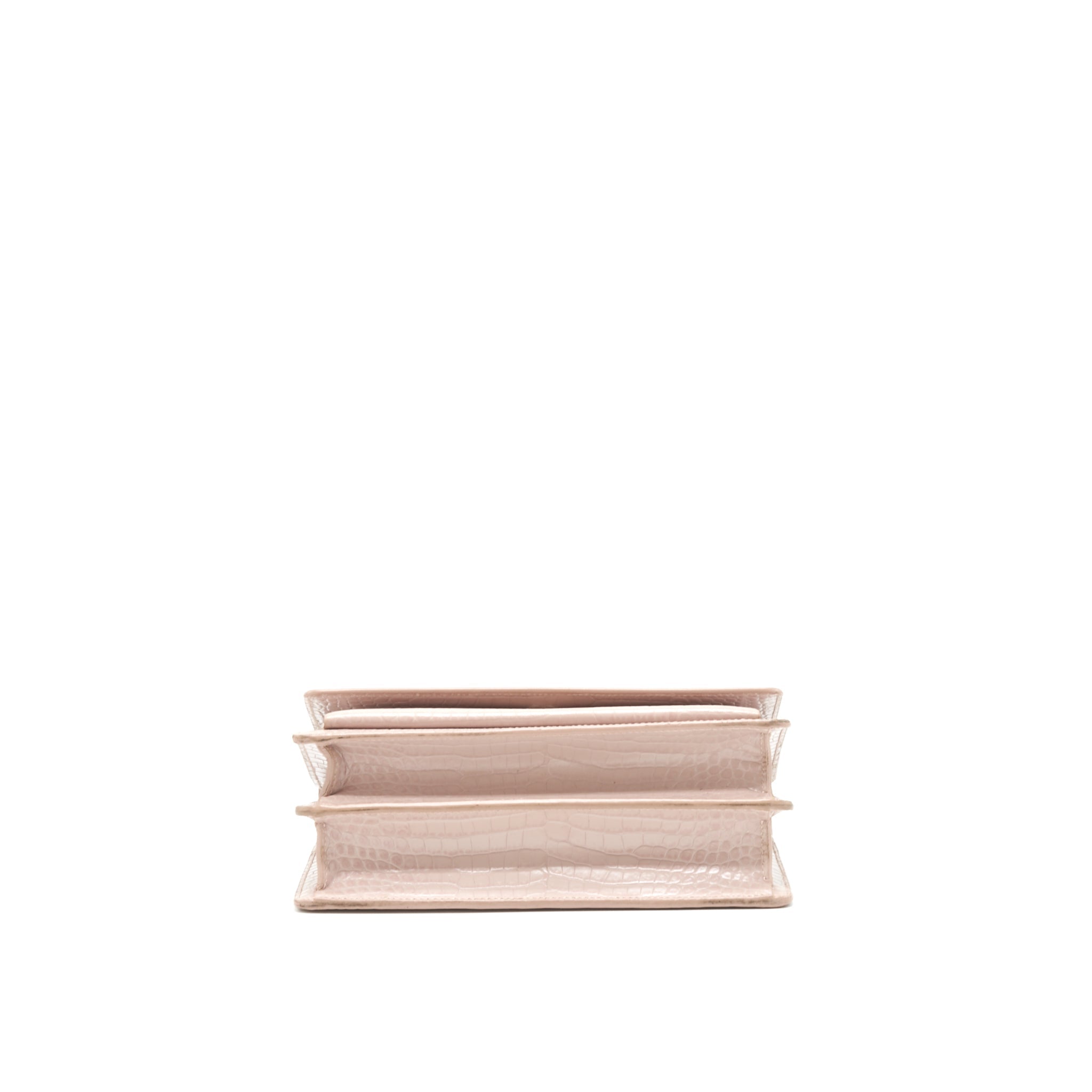 SAINT LAURENT SUNSET BAG CROCODILE EMBOSSED PINK SHW
