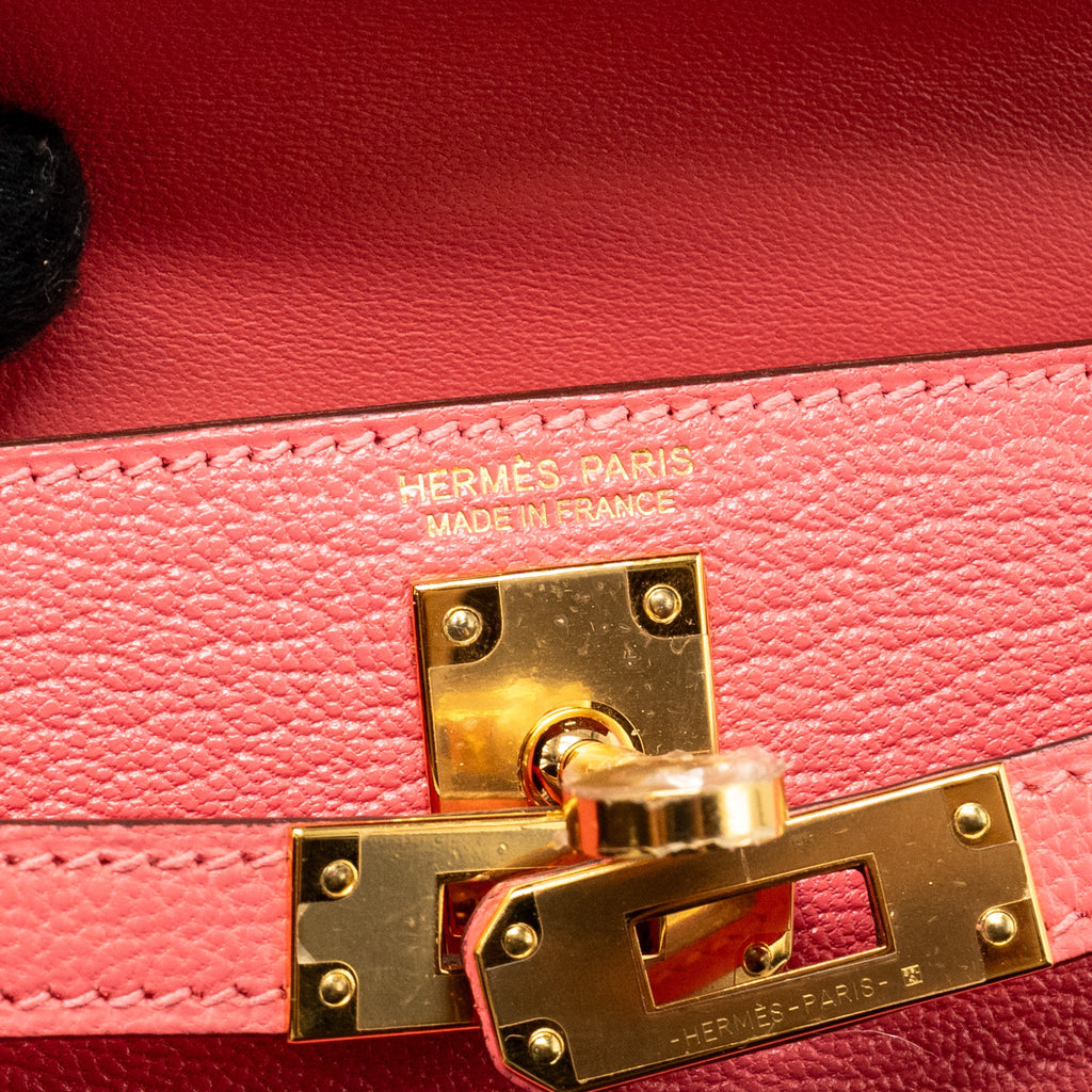 HERMES MINI KELLY II CHÈVRE MYSORE ROSE AZALEE GHW