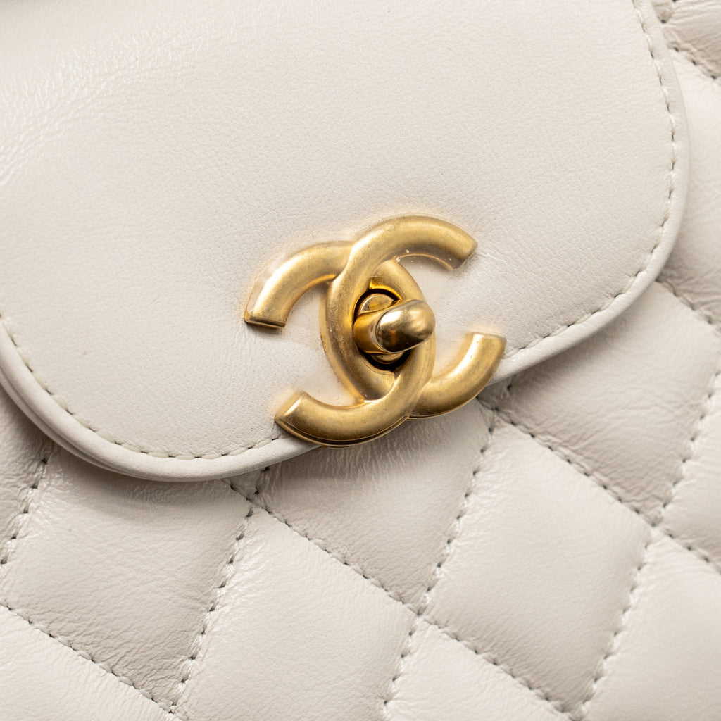 CHANEL MINI KELLY SHOPPING TOTE BAG CALFSKIN WHITE GHW (MICROCHIP)