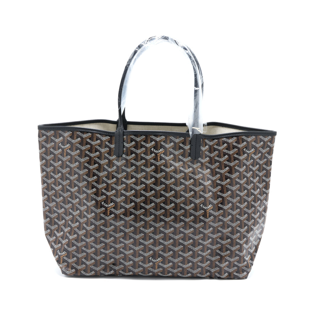 GOYARD SAINT LOUIS PM TOTE BAG GOYARDINE CANVAS BLACK