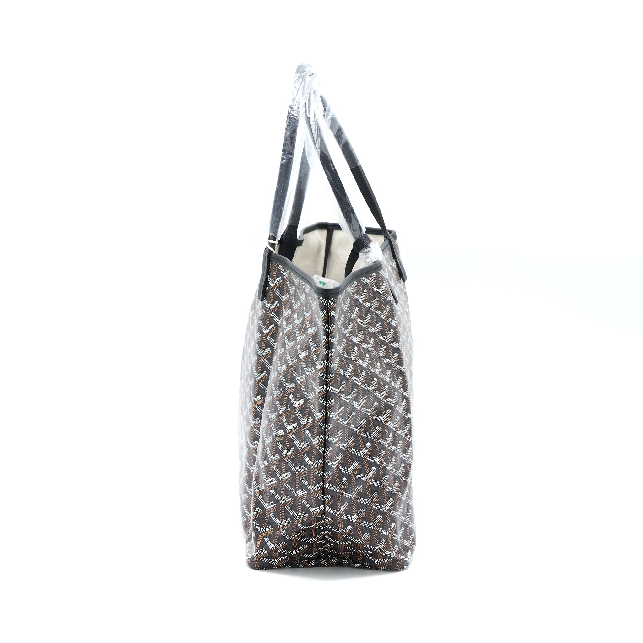 GOYARD SAINT LOUIS PM TOTE BAG GOYARDINE CANVAS BLACK