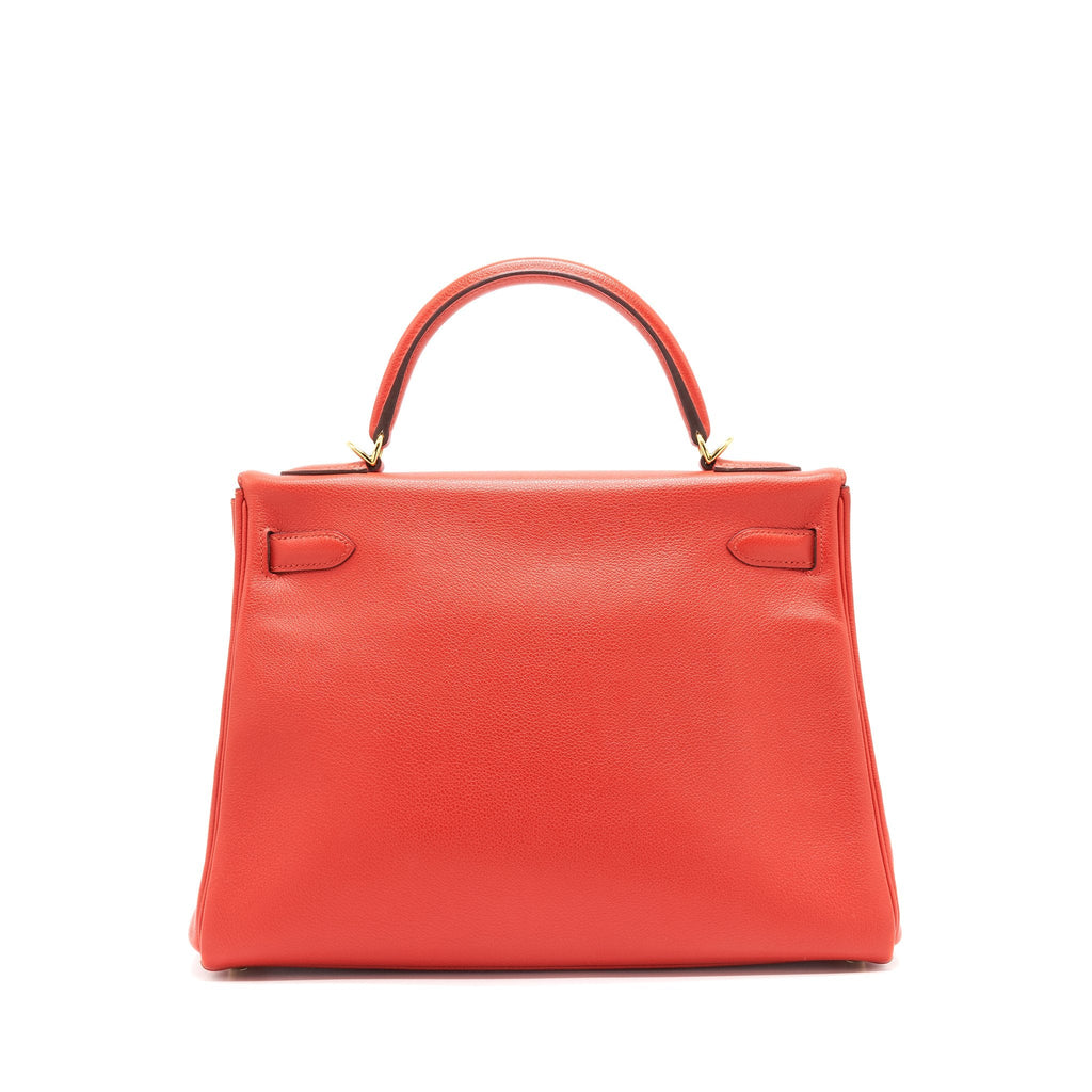 HERMES KELLY 32 EVERCOLOR S5 ROUGE TOMATE GHW