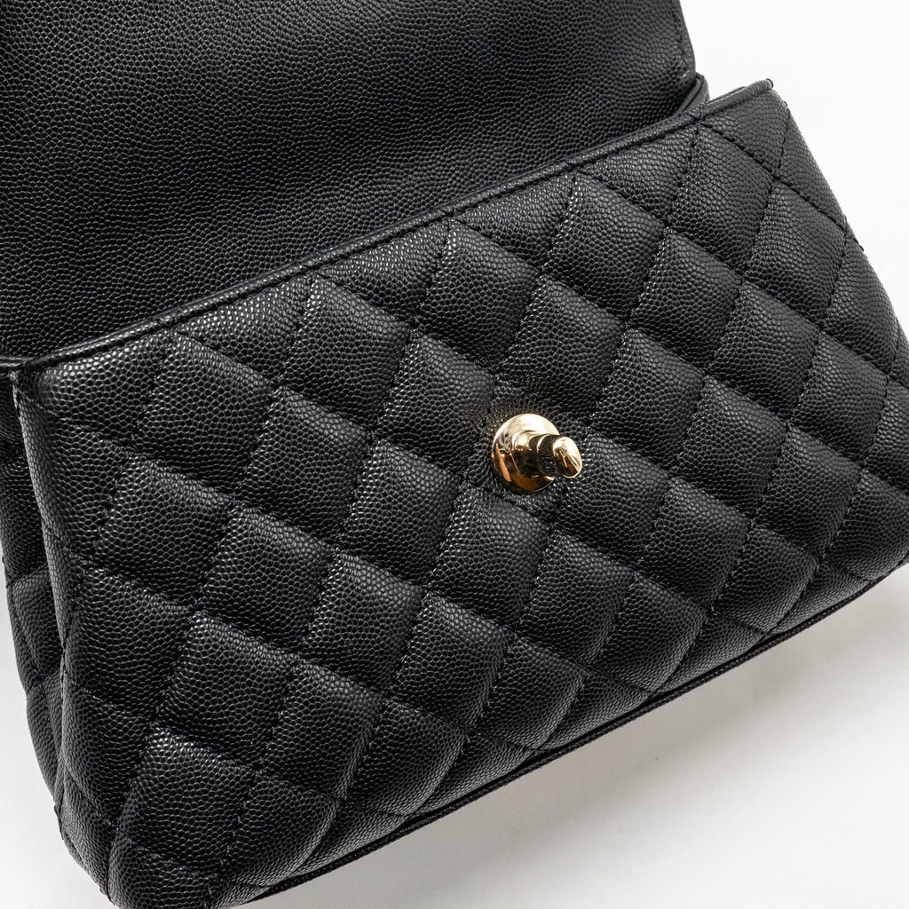 CHANEL SMALL COCO HANDLE CAVIAR BLACK LGHW (MICROCHIP)