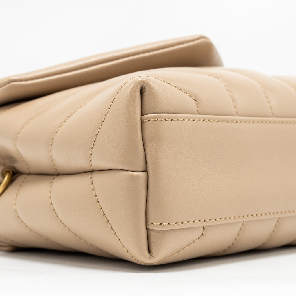 SAINT LAURENT/ YSL LOULOU TOY STRAP BAG CALFSKIN BEIGE GHW