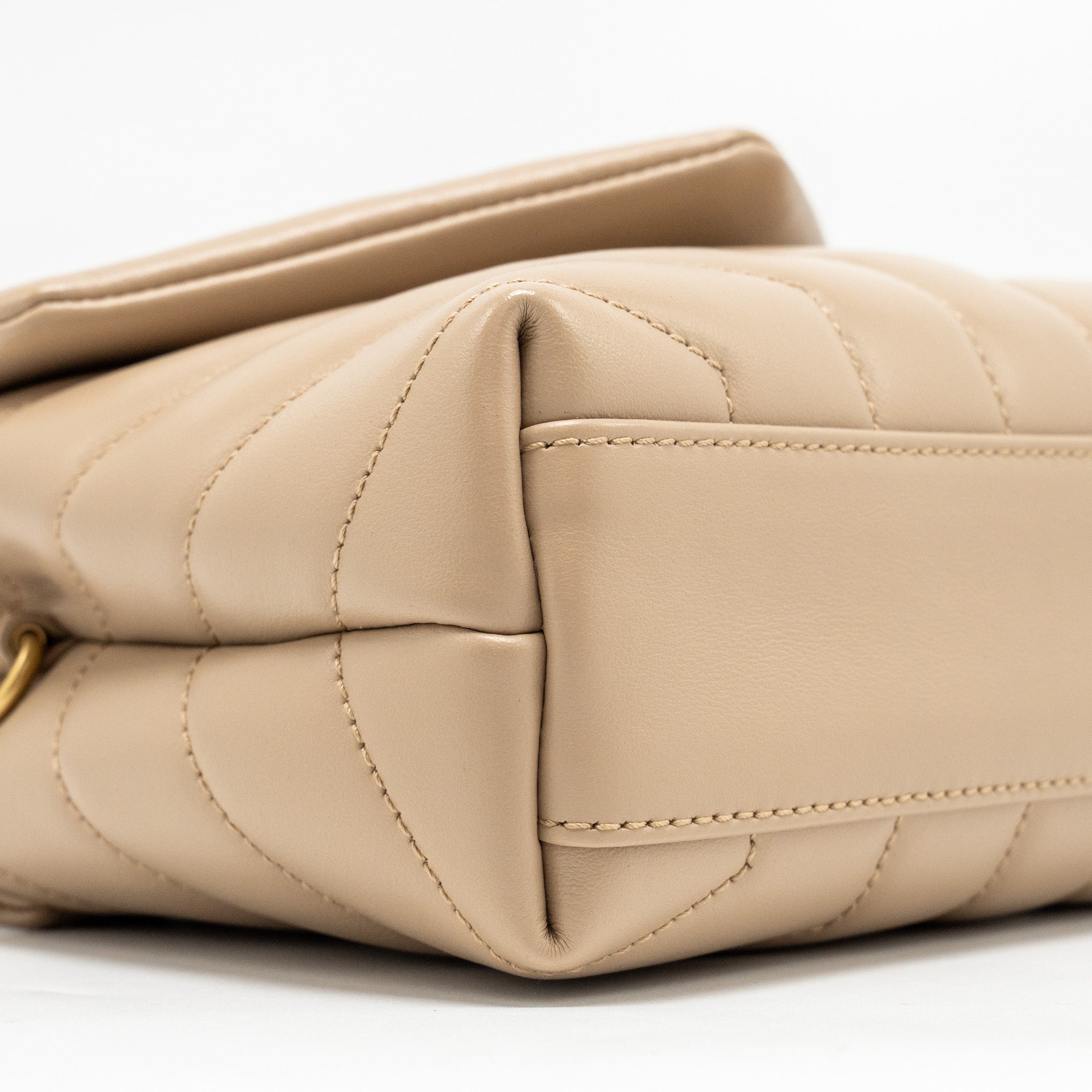 SAINT LAURENT/ YSL LOULOU TOY STRAP BAG CALFSKIN BEIGE GHW