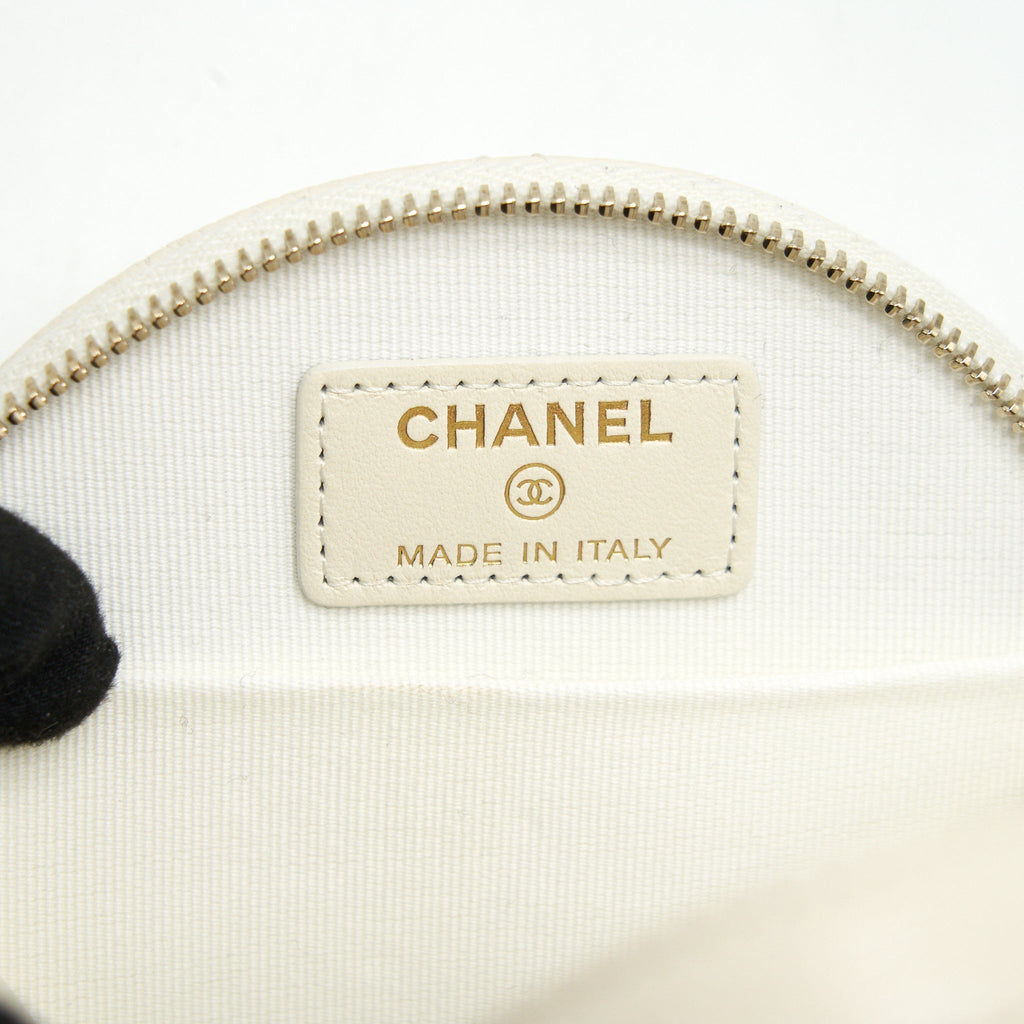 CHANEL CLUTCH WITH CHAIN CAVIAR WHITE LGHW