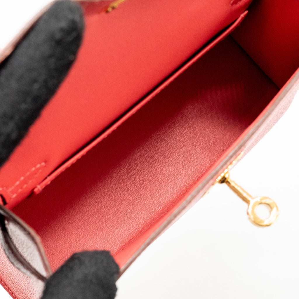 HERMES MINI KELLY II CHÈVRE MYSORE ROSE AZALEE GHW