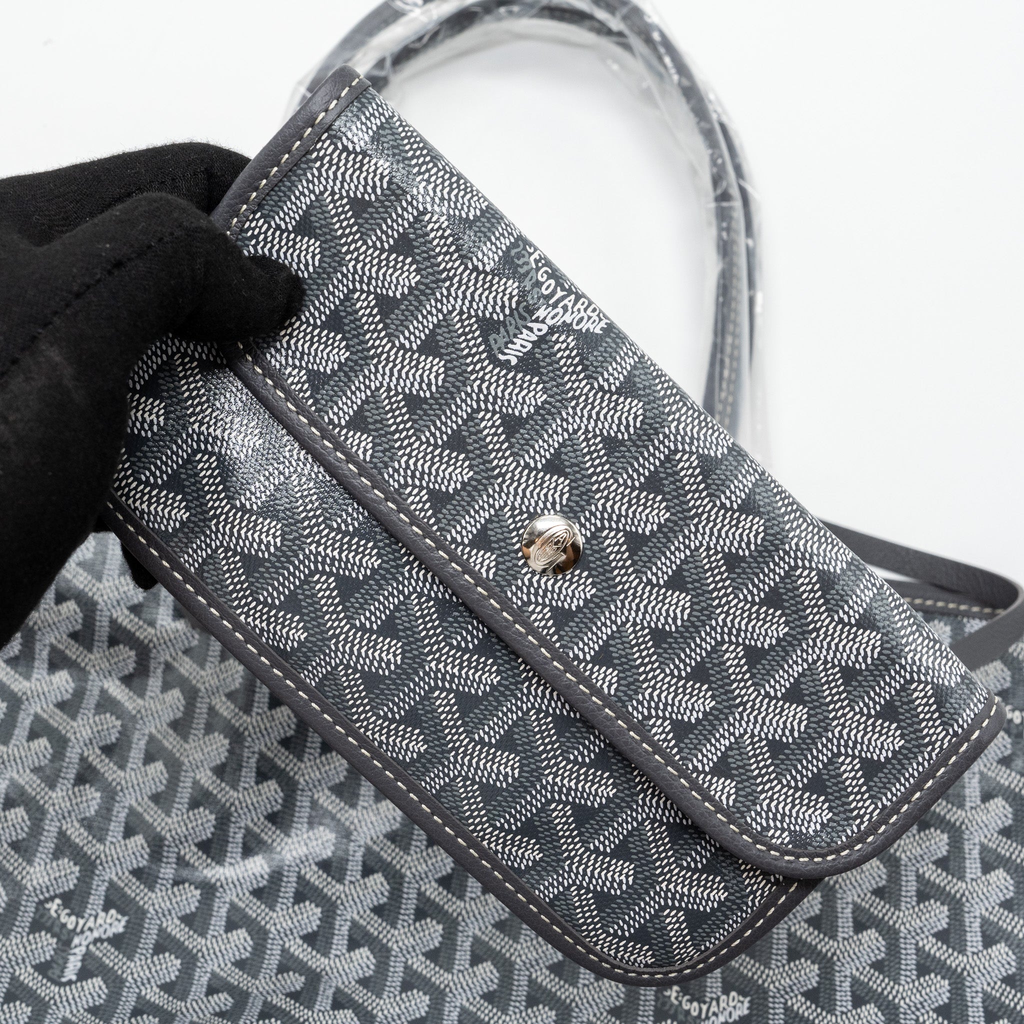 GOYARD SAINT LOUIS PM TOTE BAG GOYARDINE CANVAS/CALFSKIN GREY SHW