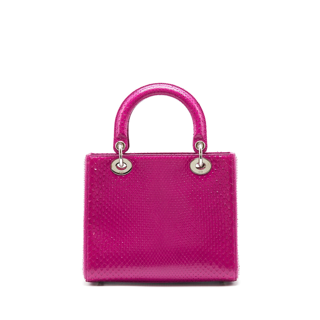 DIOR MEDIUM LADY DIOR BAG PYTHON DARK PINK SHW