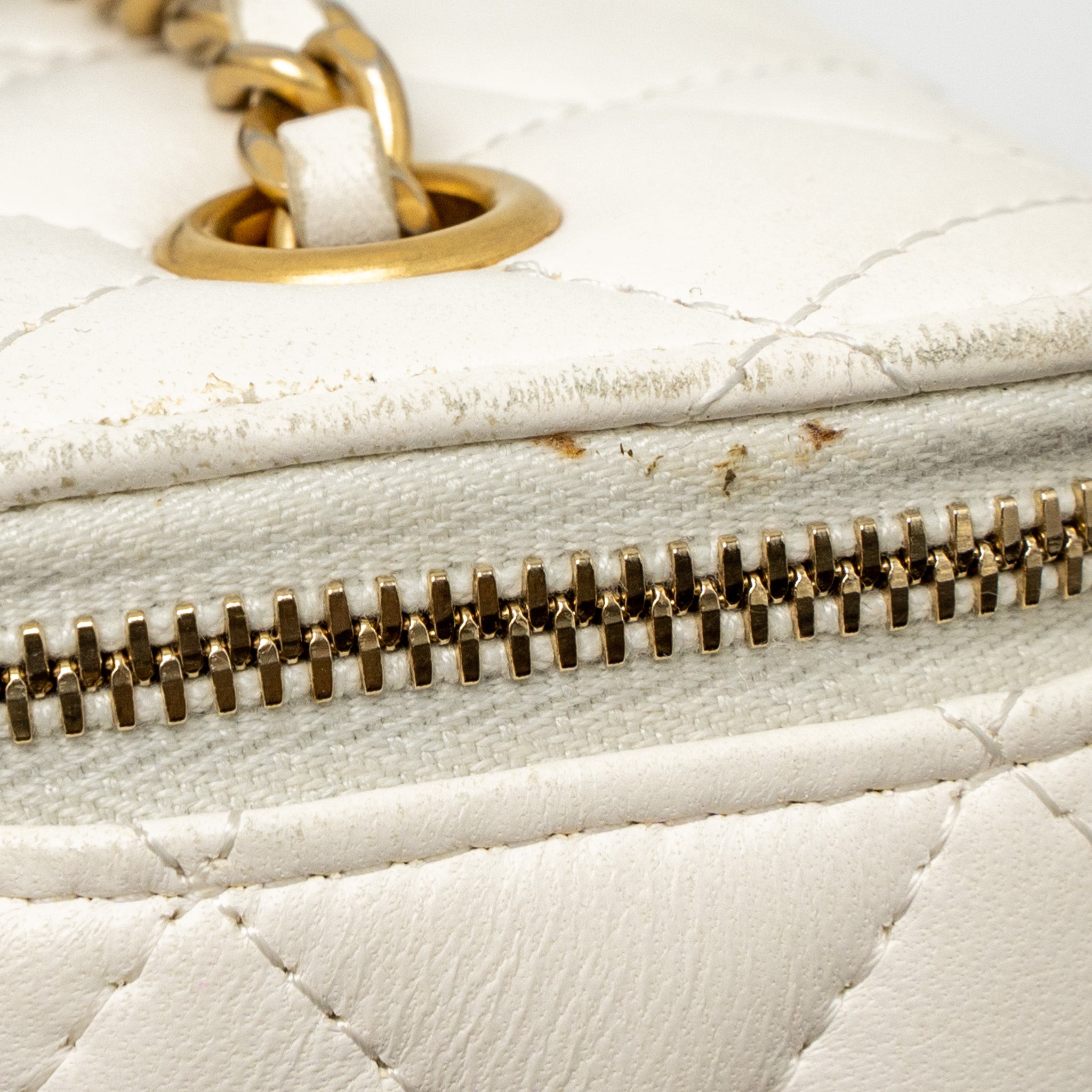 CHANEL PEARL CRUSH MINI VANITY LAMBSKIN WHITE BRUSHED GHW