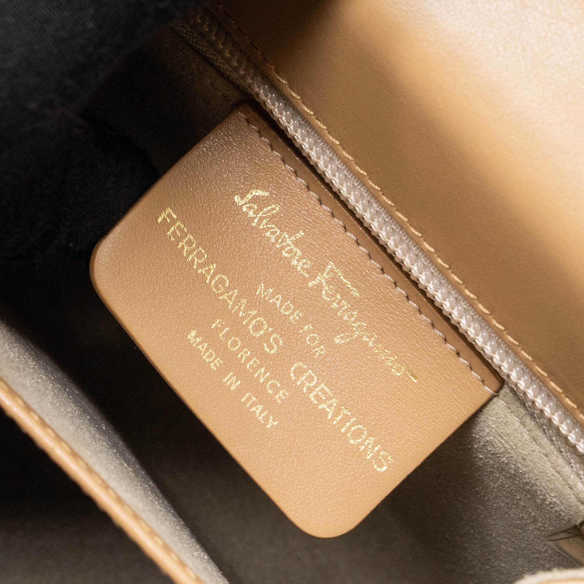 SALVATORE FERRAGAMO ICONIC TOP HANDLE CALFSKIN BEIGE GHW