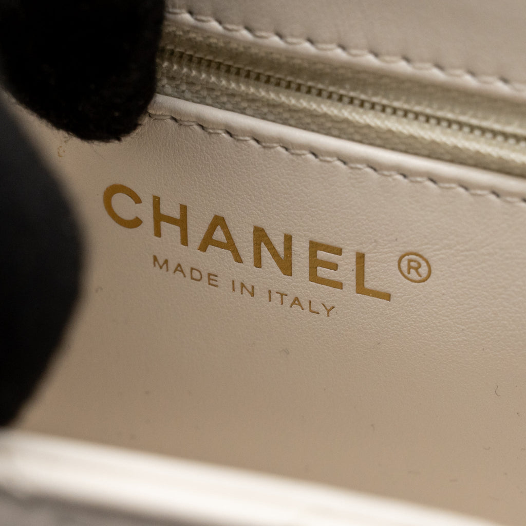 CHANEL MINI KELLY SHOPPING TOTE BAG CALFSKIN WHITE GHW (MICROCHIP)