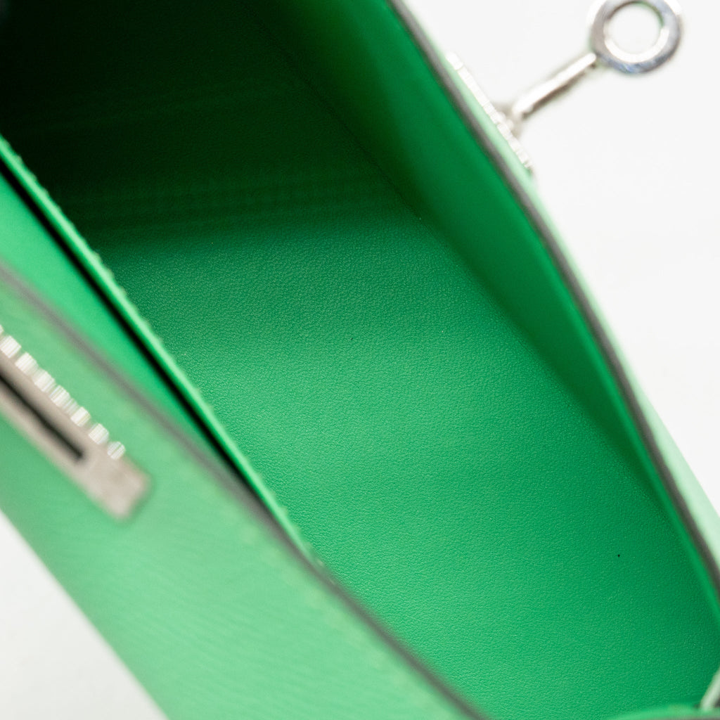 HERMES MINI KELLY II EPSOM VERT COMICS/VERT FIZZ/GRIS PALE SHW