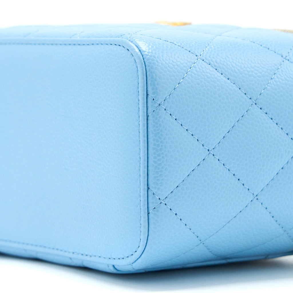 CHANEL 22S LETTER TOP HANDLE LONG VANITY CAVIAR BLUE GHW