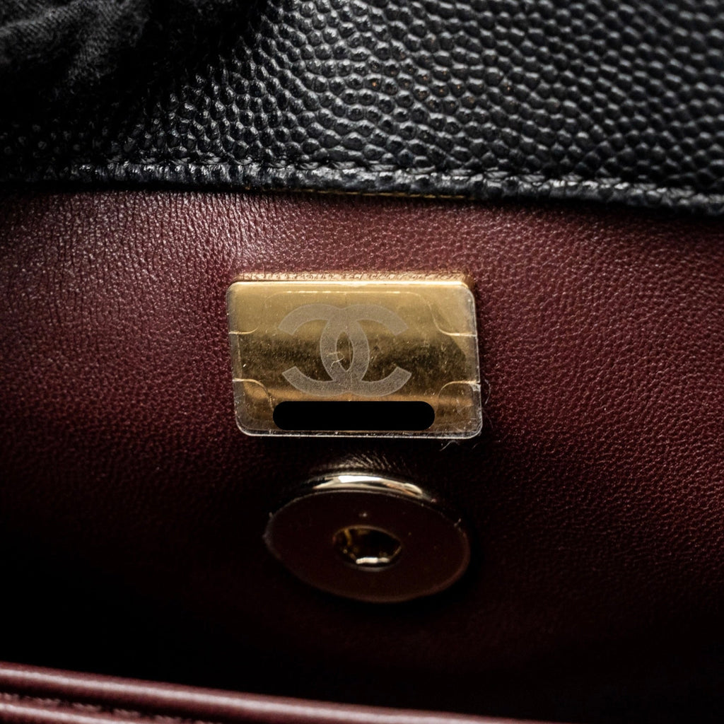CHANEL SMALL COCO HANDLE CAVIAR BLACK LGHW (MICROCHIP)
