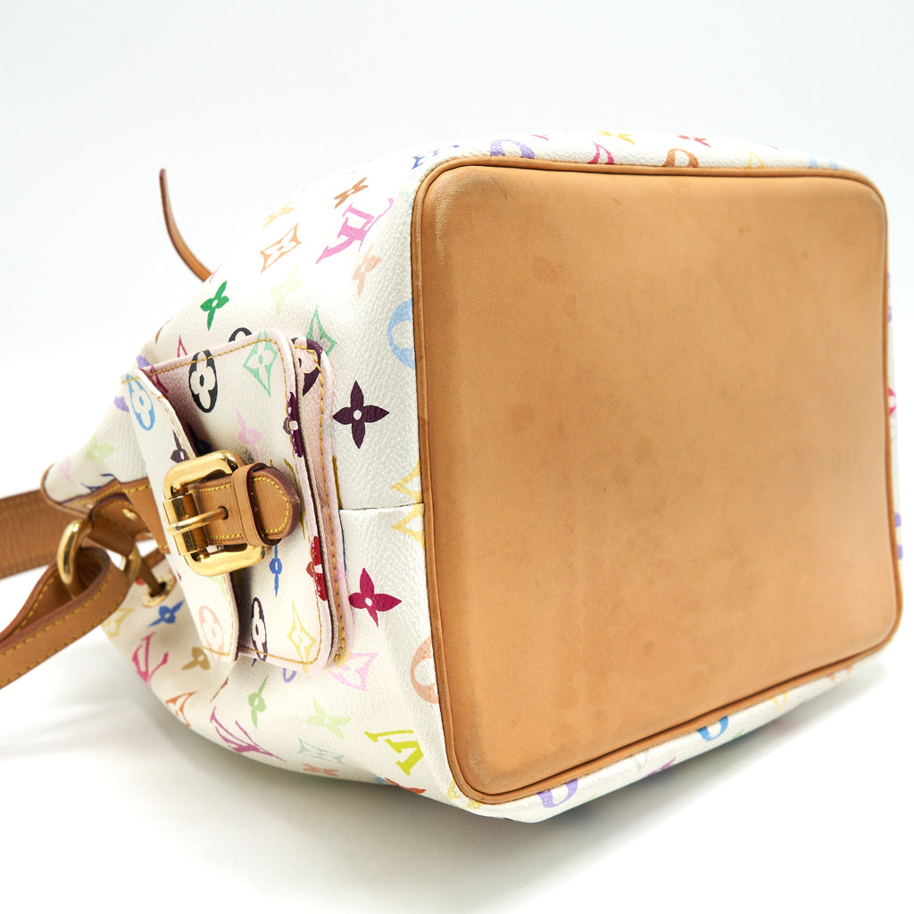 LOUIS VUITTON PETIT NOE SHOULDER BAG MONOGRAM CANVAS MULTICOLOR WHITE