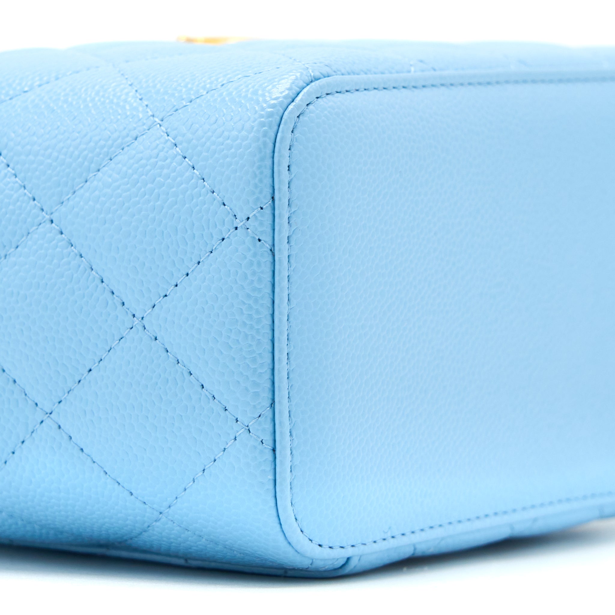 CHANEL 22S LETTER TOP HANDLE LONG VANITY CAVIAR BLUE GHW