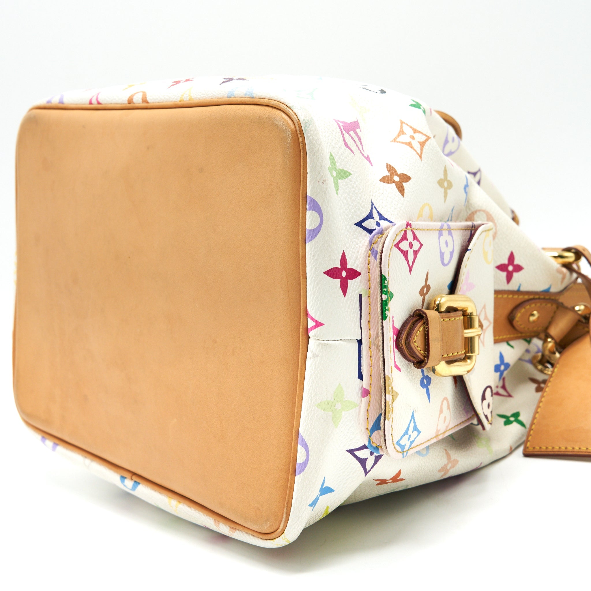 LOUIS VUITTON PETIT NOE SHOULDER BAG MONOGRAM CANVAS MULTICOLOR WHITE