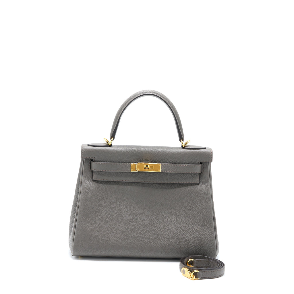 HERMES KELLY 28 TOGO GRIS ETAIN GHW