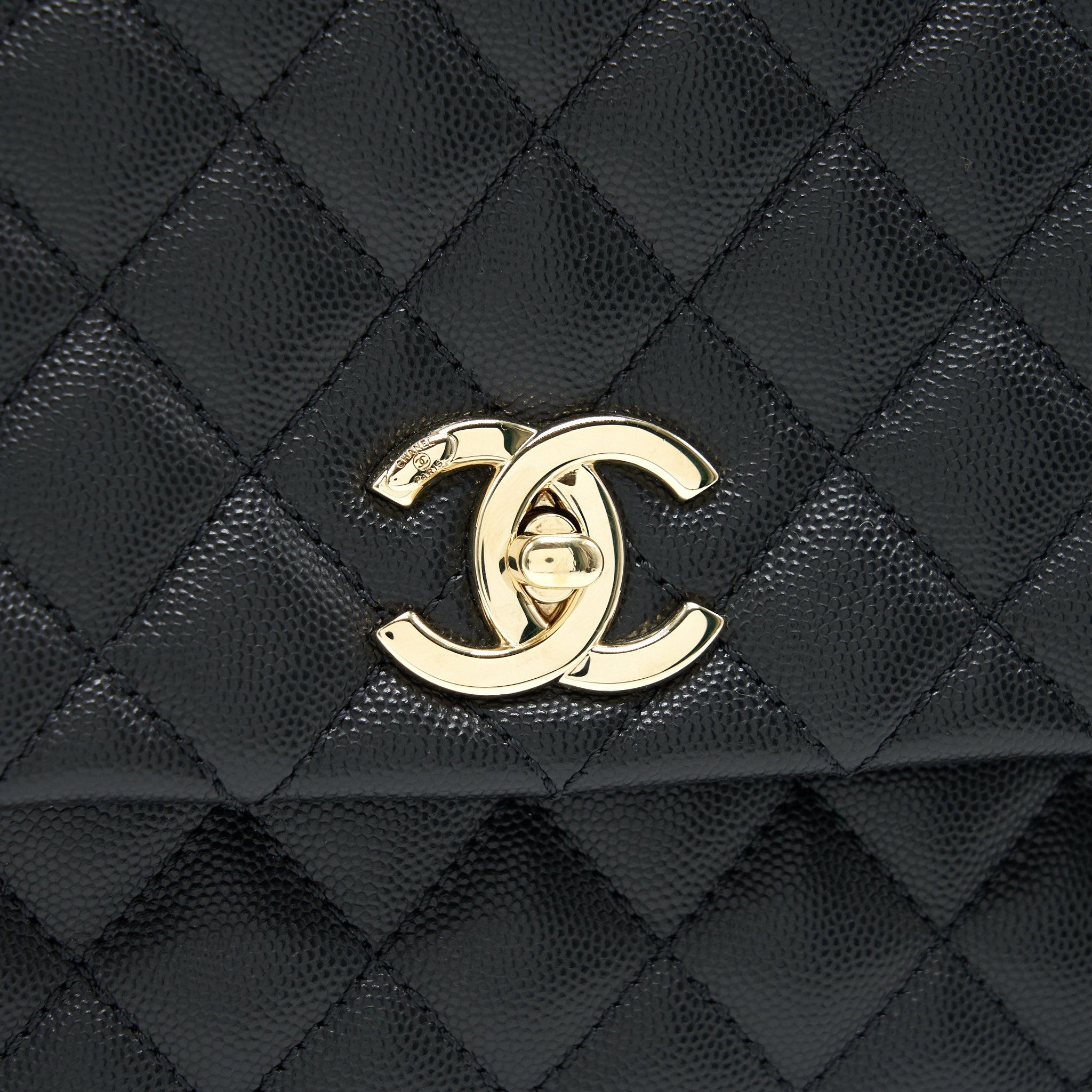 CHANEL SMALL COCO HANDLE FLAP BAG CAVIAR BLACK LGHW