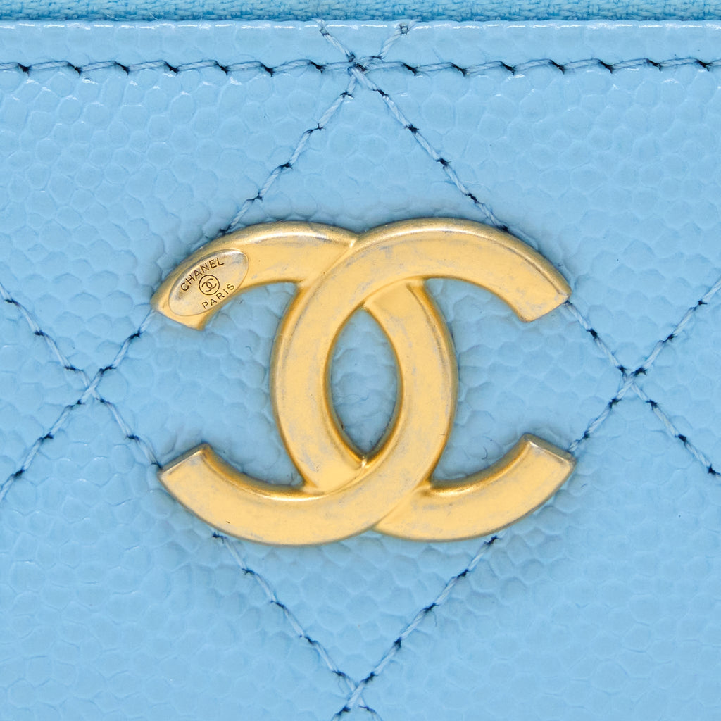 CHANEL 22S LETTER TOP HANDLE LONG VANITY CAVIAR BLUE GHW