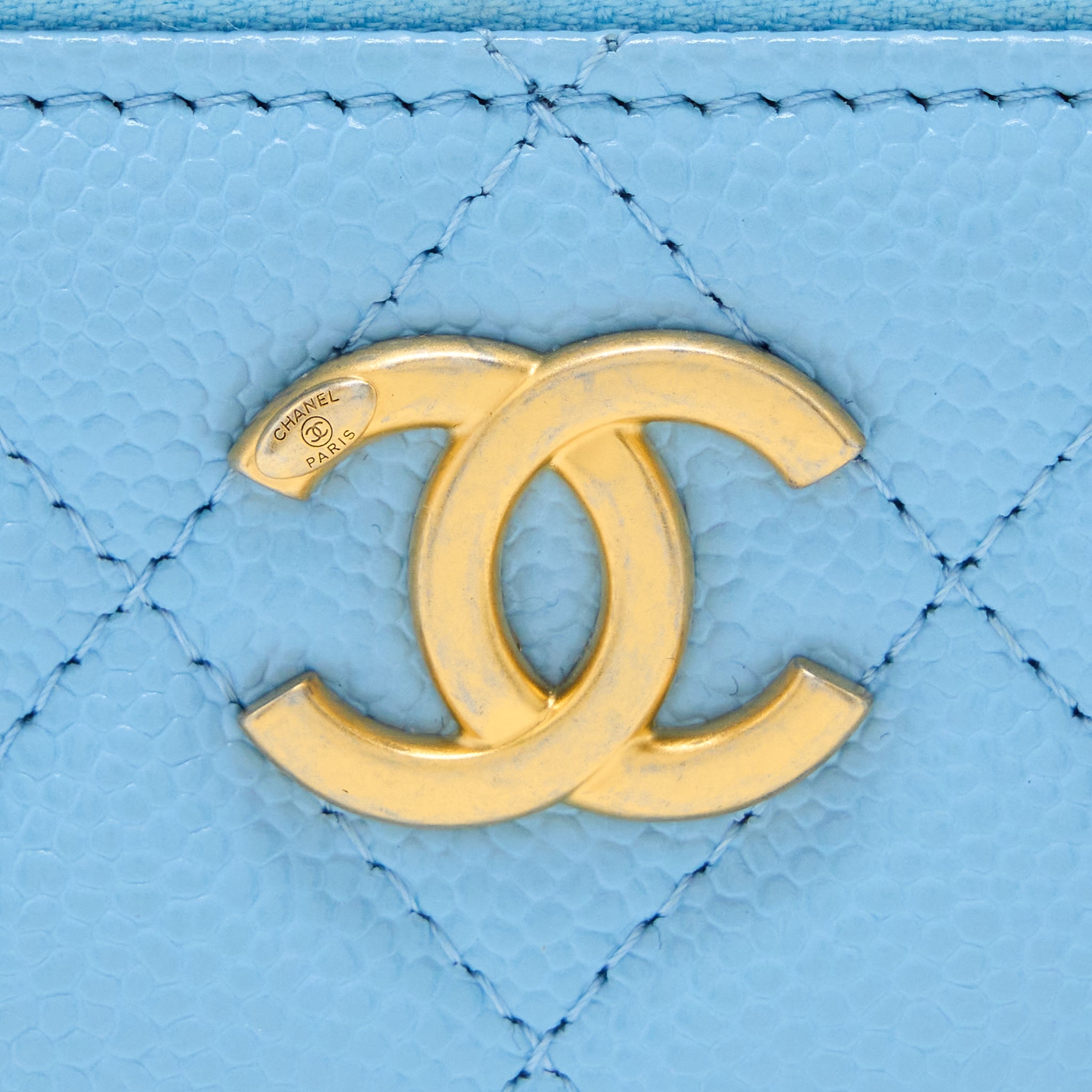 CHANEL 22S LETTER TOP HANDLE LONG VANITY CAVIAR BLUE GHW