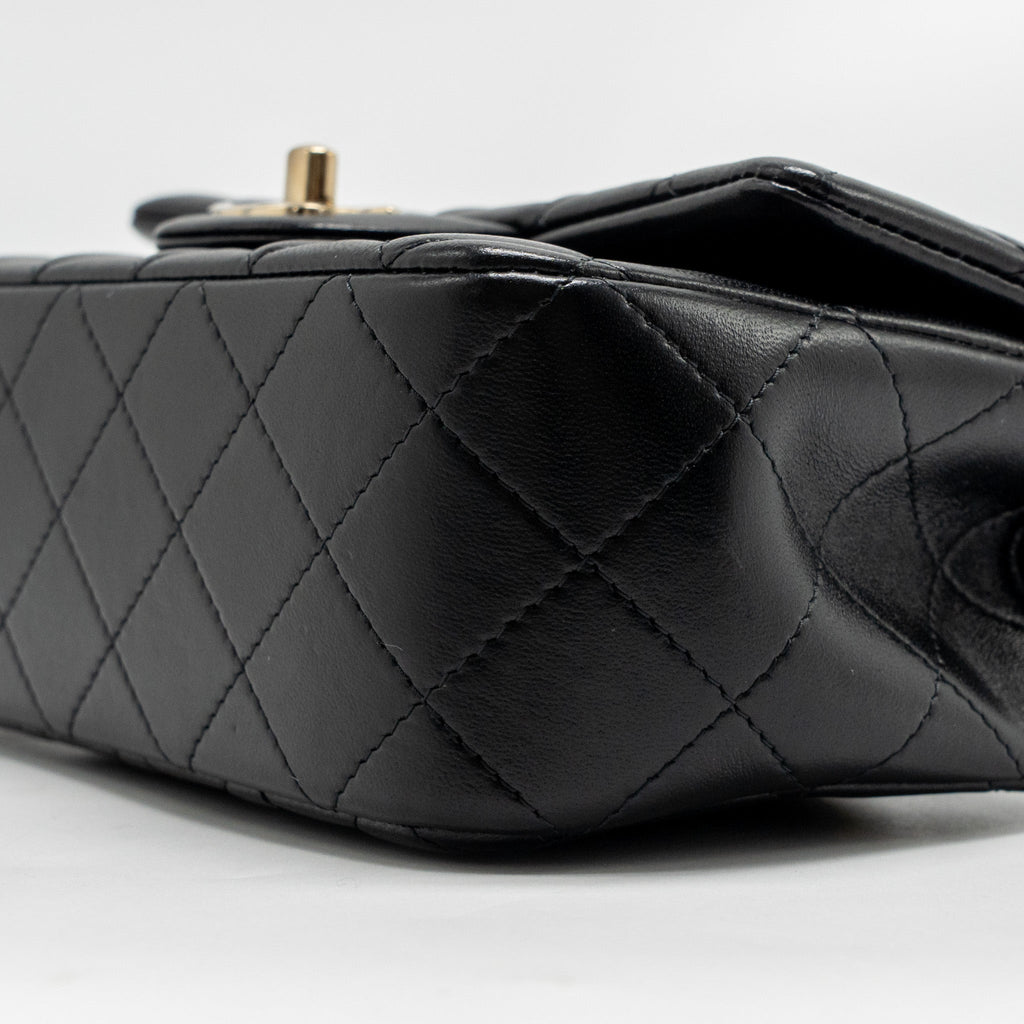 CHANEL TOP HANDLE MINI RECTANGULAR LAMBSKIN BLACK LGHW (MICROCHIP)