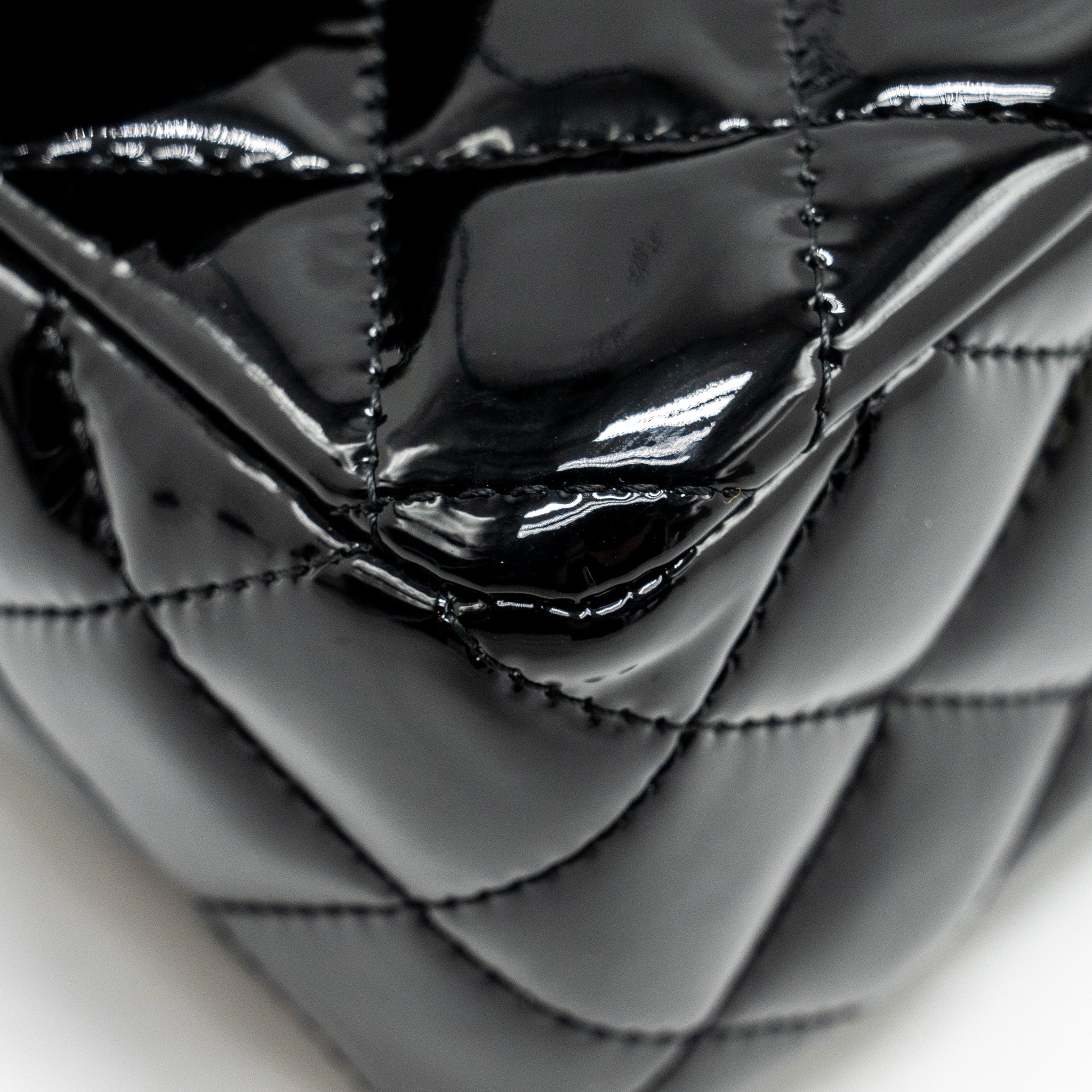CHANEL MINI RECTANGULAR FLAP BAG PATENT BLACK LGHW