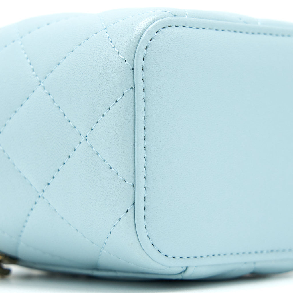CHANEL 22P TOP HANDLE MINI VANITY WITH CHAIN LAMBSKIN LIGHT BLUE LGHW