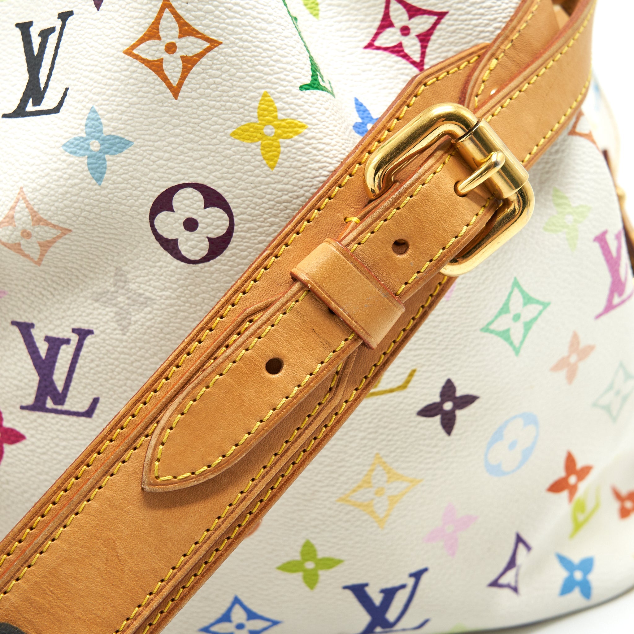 LOUIS VUITTON PETIT NOE SHOULDER BAG MONOGRAM CANVAS MULTICOLOR WHITE