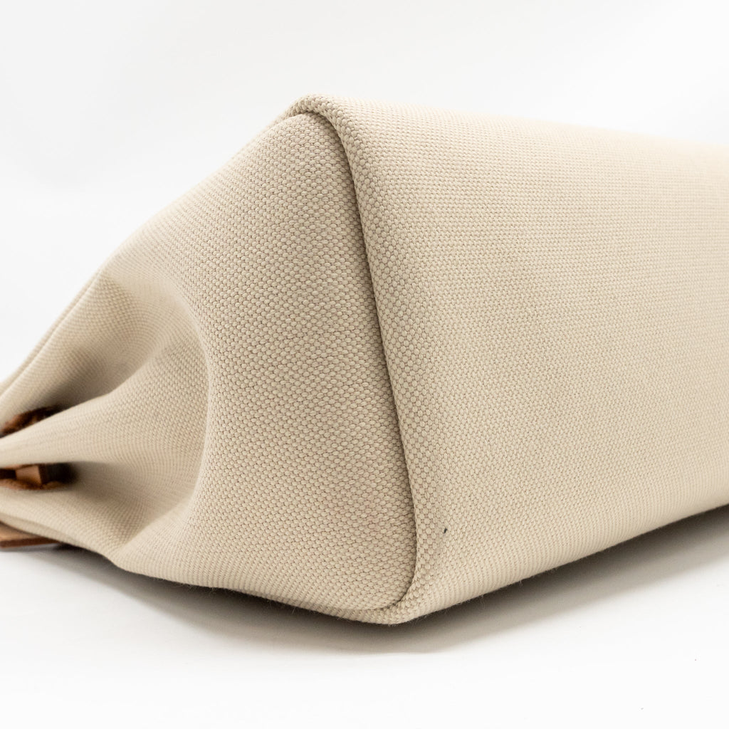 HERMES HERBAG 31 ZIP BAG CANVAS/HUNTER LEATHER BETON/NATA SHW