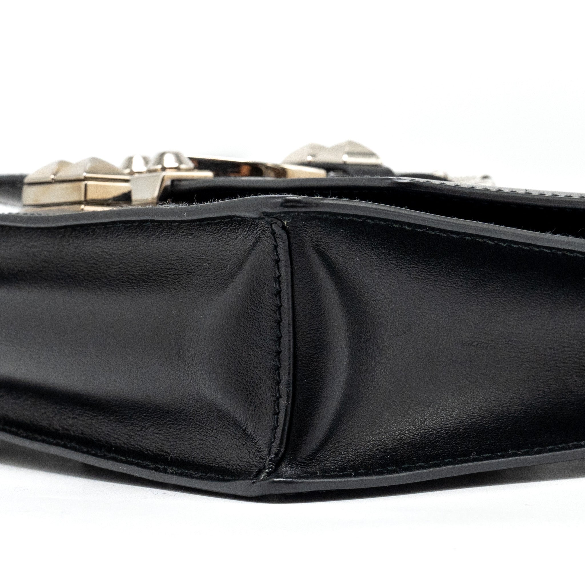 PRADA ELECTRA CITY FLAP BAG CALFSKIN BLACK / RED SHW