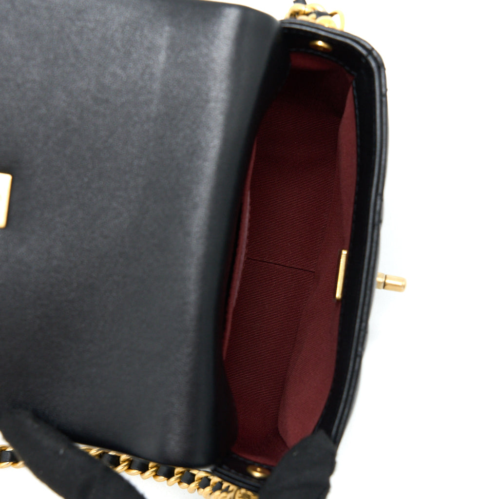 CHANEL 21B SEASONAL QUILTED SQUARE FLAP BAG LAMBSKIN BLACK BRUSHED GHW (MICROCHIP)