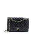 CHANEL MAXI SINGLE FLAP BAG LAMBSKIN BLACK GHW