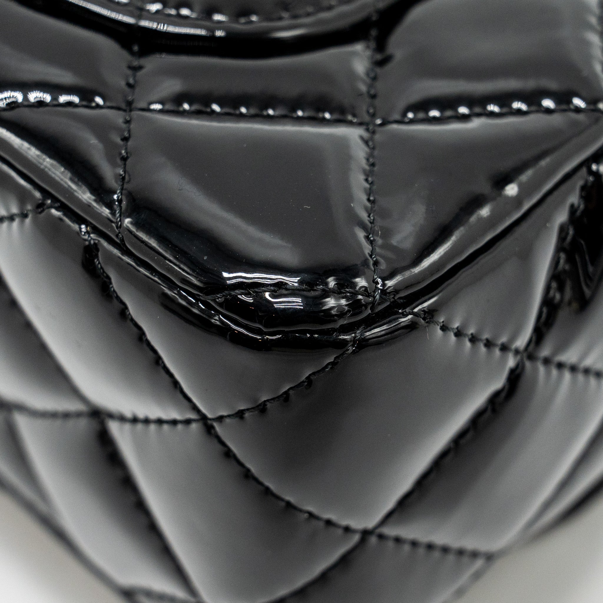 CHANEL MINI RECTANGULAR FLAP BAG PATENT BLACK LGHW