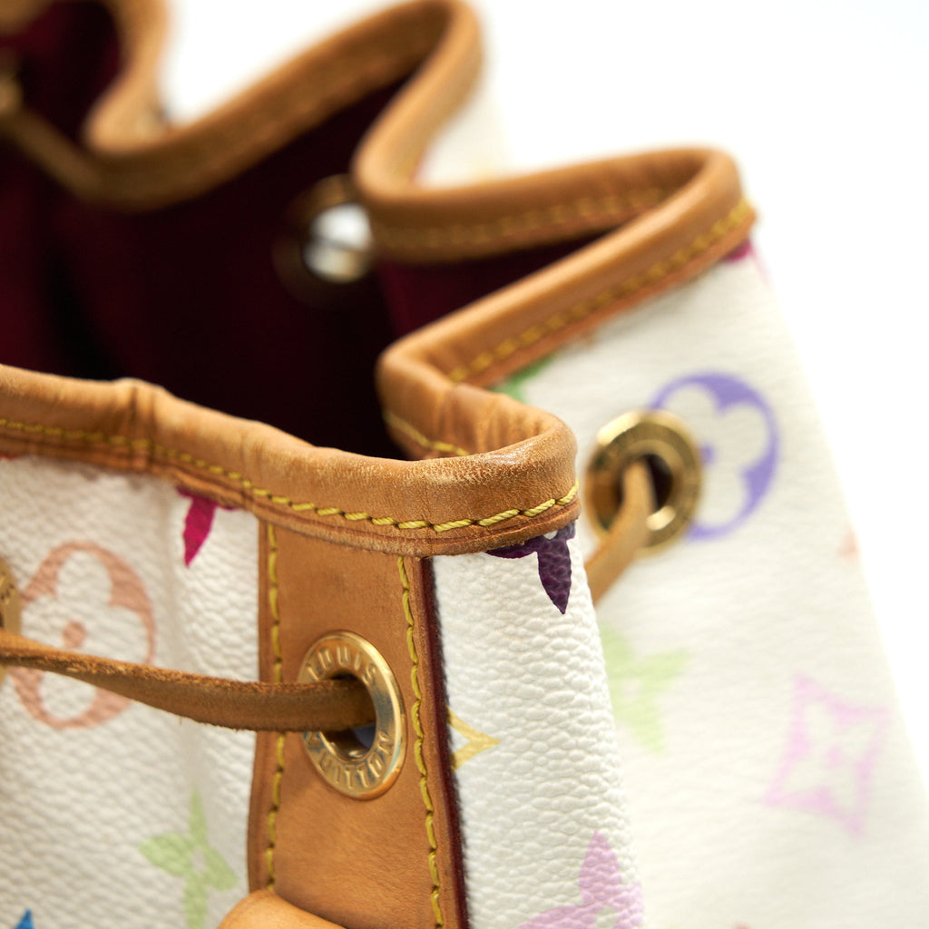 LOUIS VUITTON PETIT NOE SHOULDER BAG MONOGRAM CANVAS MULTICOLOR WHITE