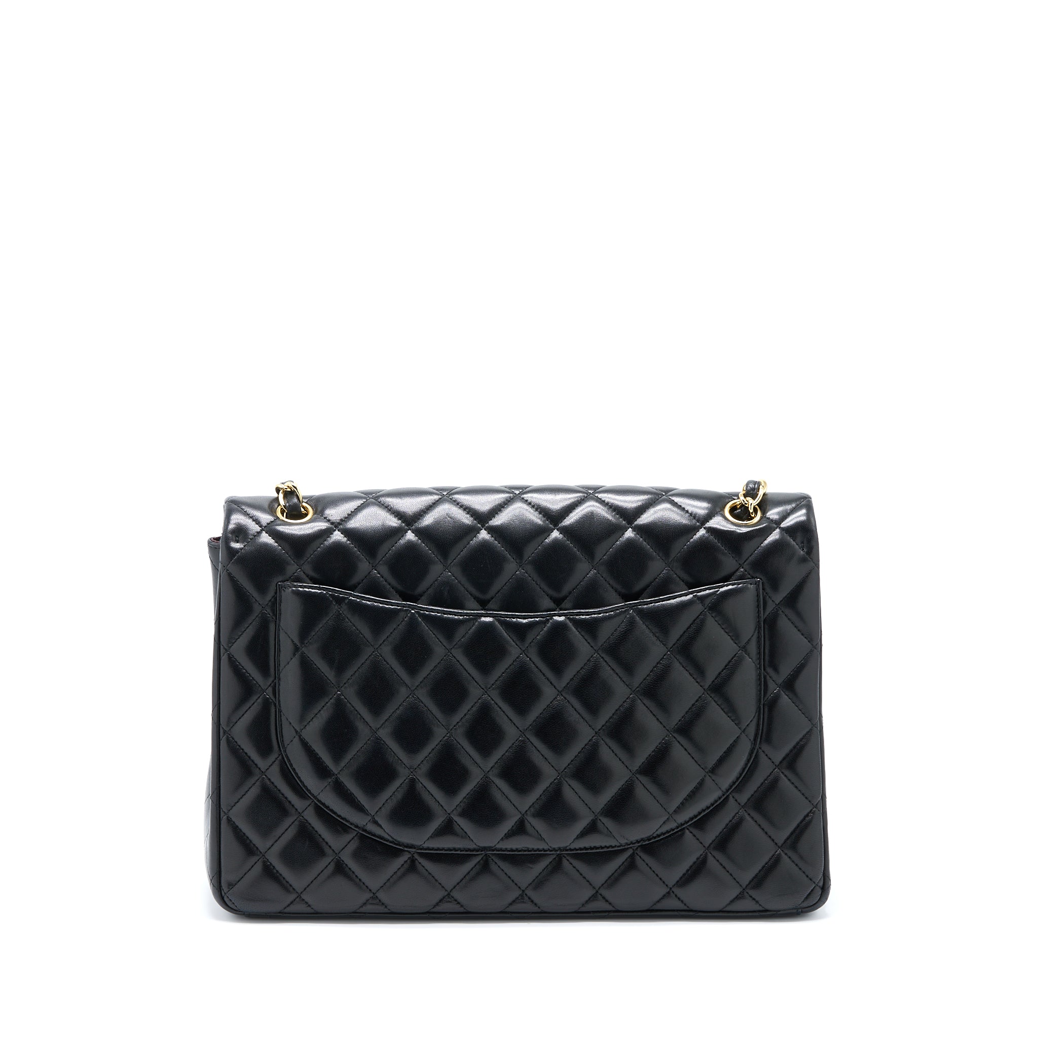 CHANEL MAXI SINGLE FLAP BAG LAMBSKIN BLACK GHW