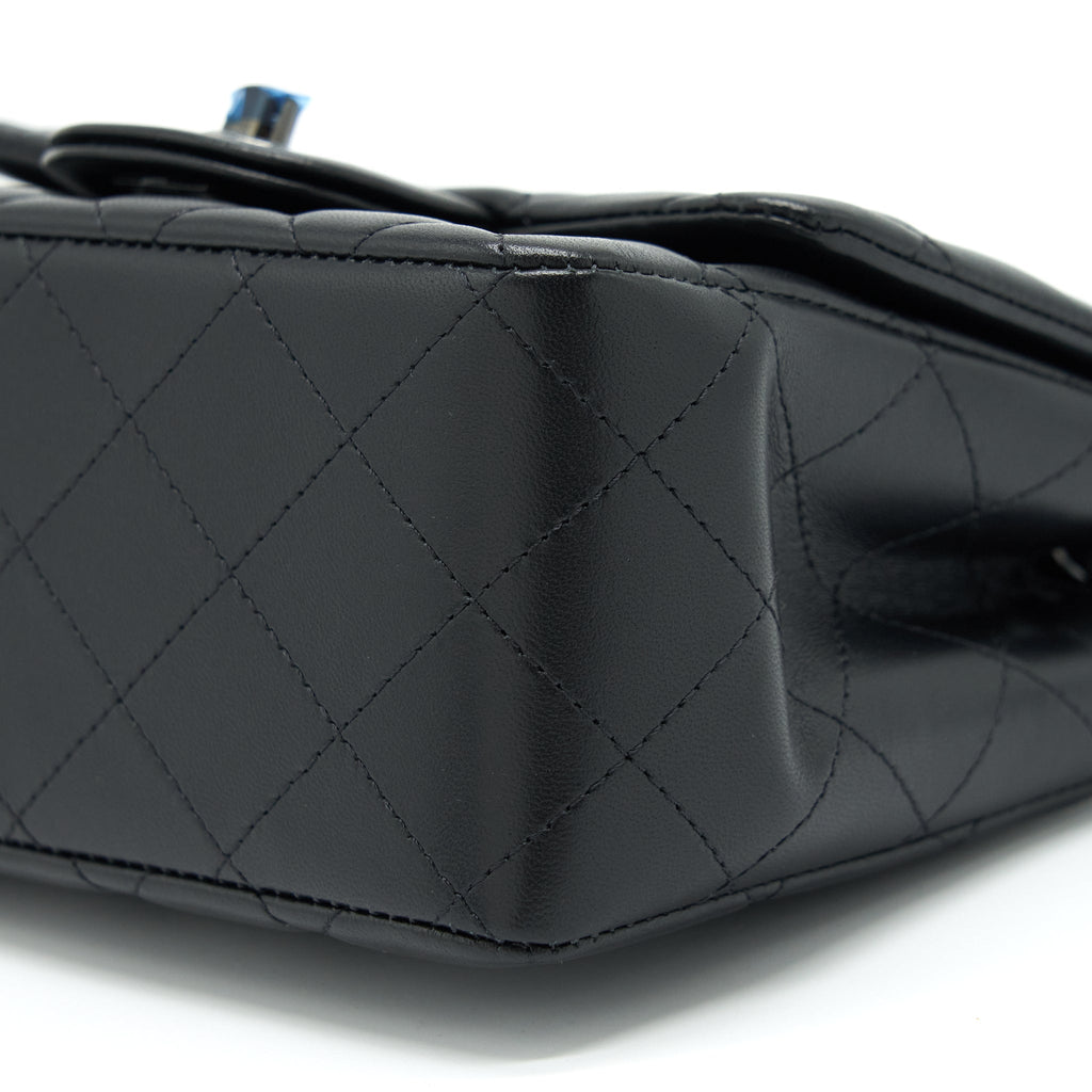 CHANEL MINI SQUARE FLAP BAG LAMBSKIN SO BLACK