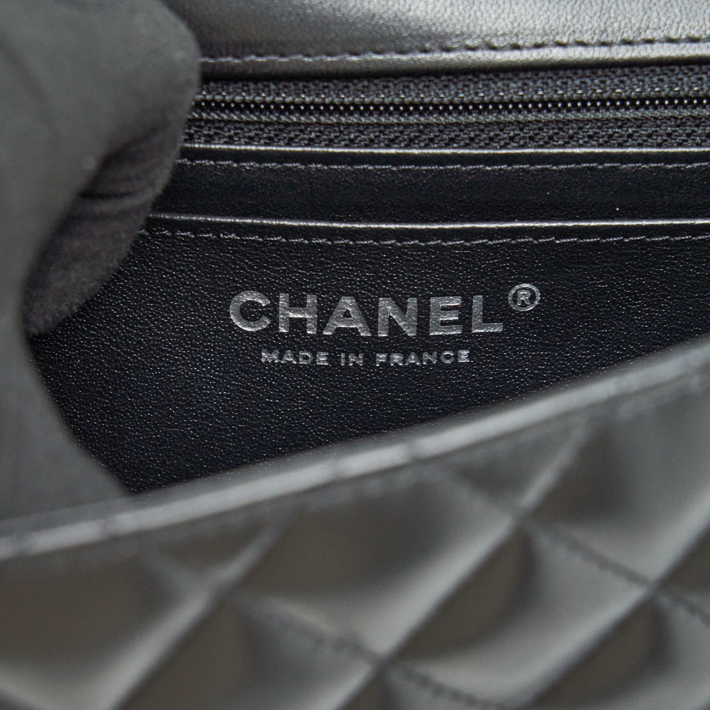 CHANEL MINI SQUARE FLAP BAG LAMBSKIN SO BLACK