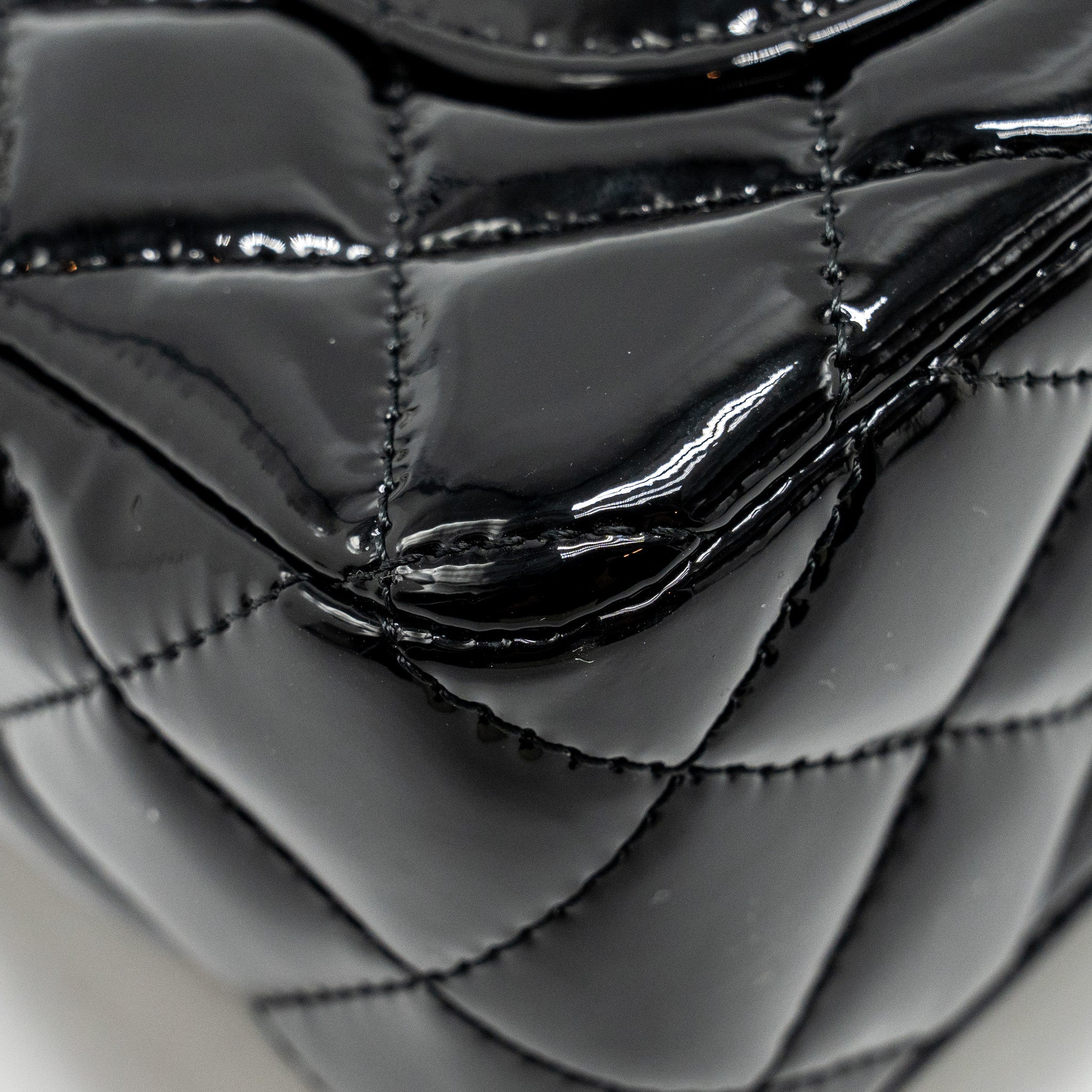 CHANEL MINI RECTANGULAR FLAP BAG PATENT BLACK LGHW