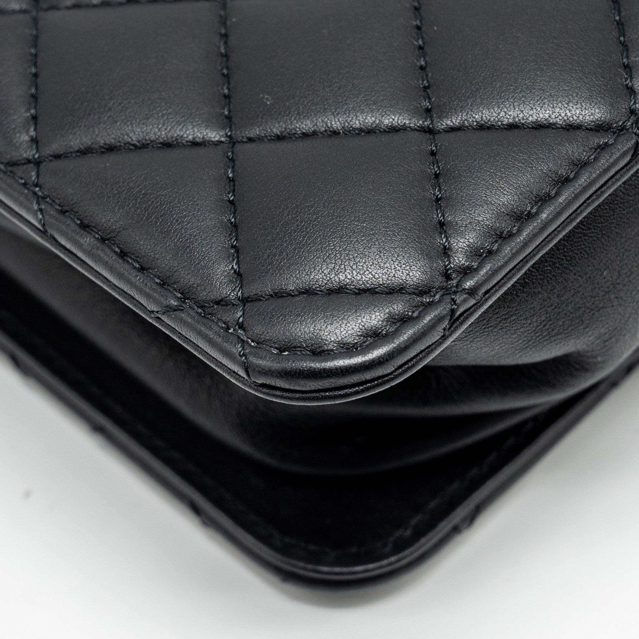 CHANEL GIANT CC LOGO MINI TOTE BAG LAMBSKIN BLACK GHW