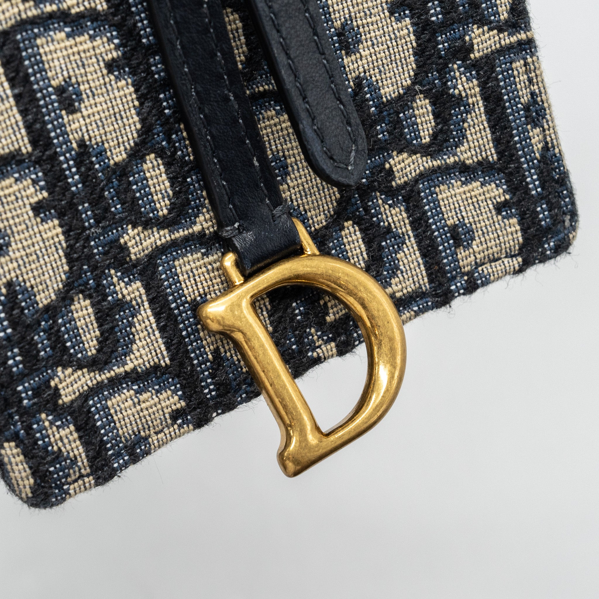 DIOR SADDLE PHONE POUCH DIOR OBLIQUE JACQUARD BLUE GHW