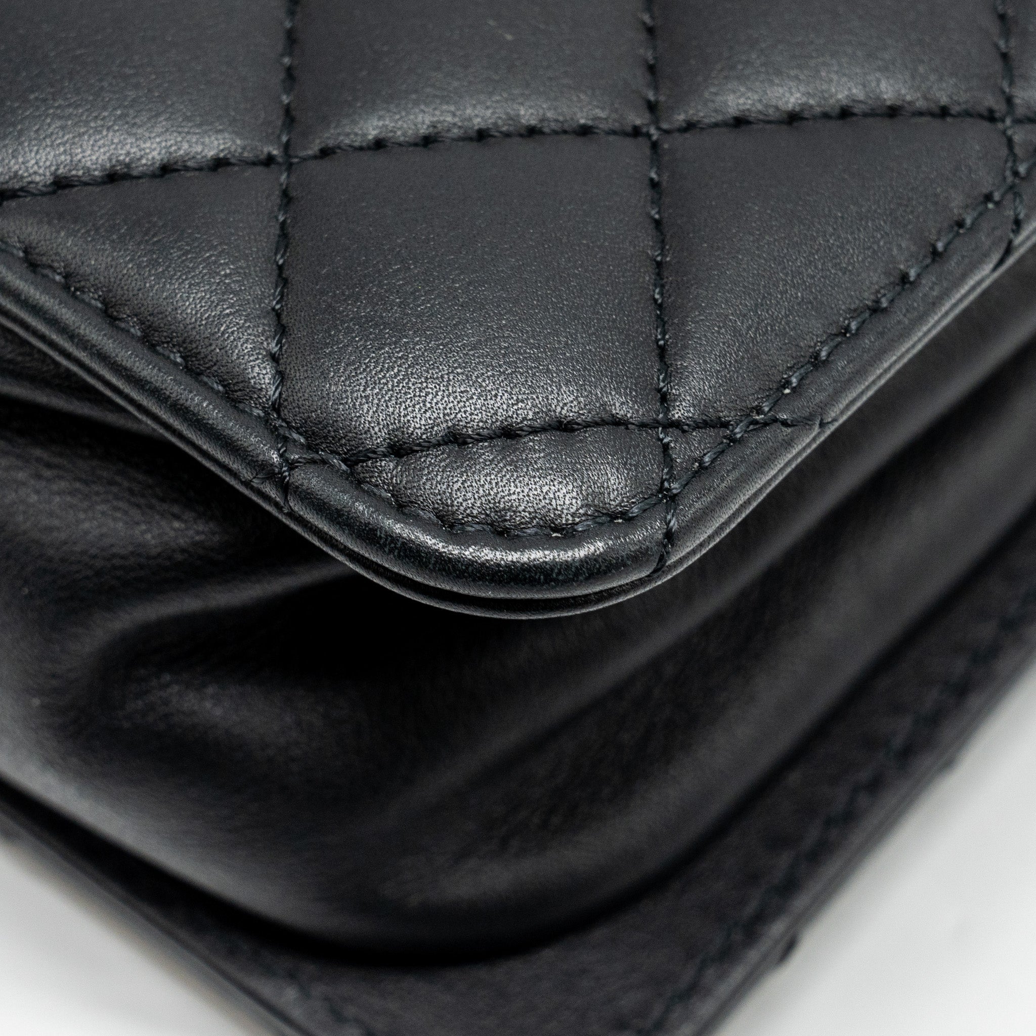 CHANEL GIANT CC LOGO MINI TOTE BAG LAMBSKIN BLACK GHW