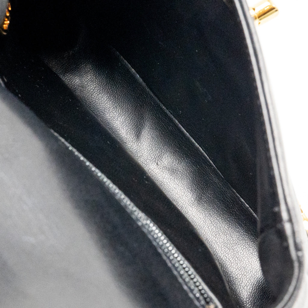 CHANEL VINTAGE CC LOGO FLAP BELT BAG SMOOTH CALFSKIN BLACK GHW