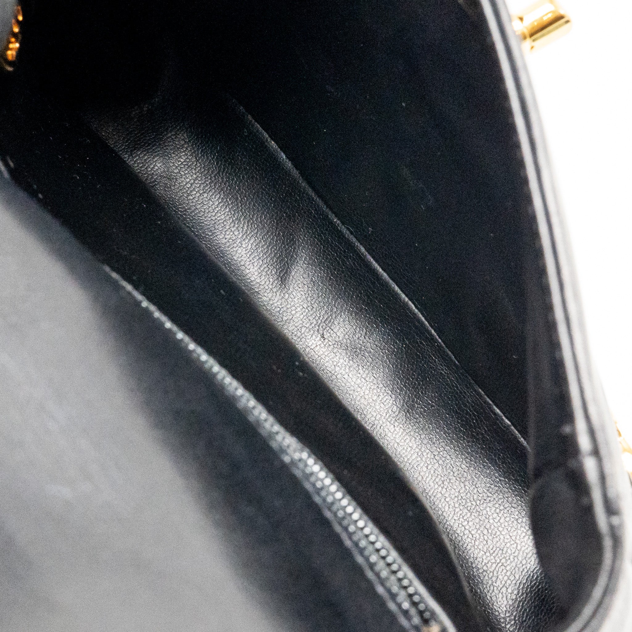 CHANEL VINTAGE CC LOGO FLAP BELT BAG SMOOTH CALFSKIN BLACK GHW