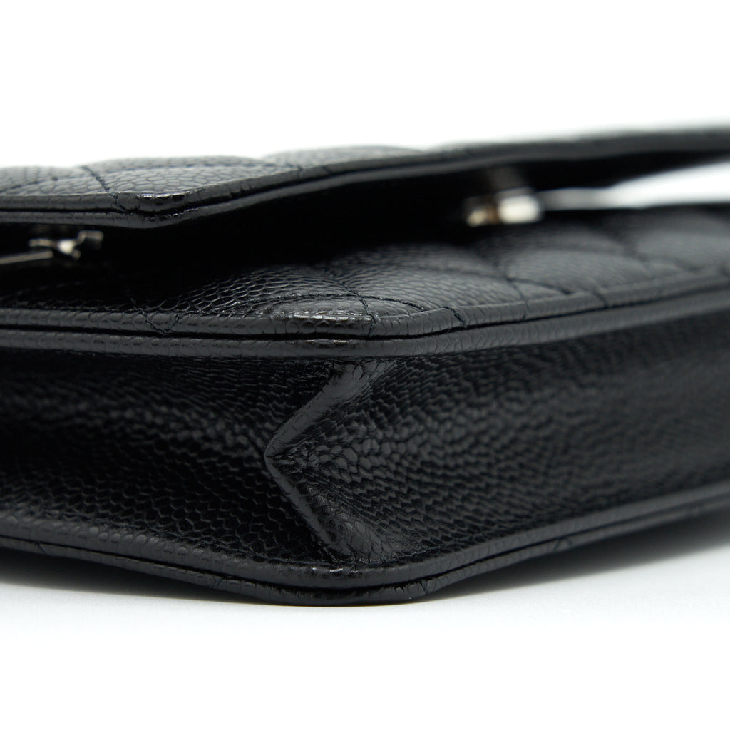 CHANEL CLASSIC WALLET ON CHAIN CAVIAR BLACK SHW (MICROCHIP)