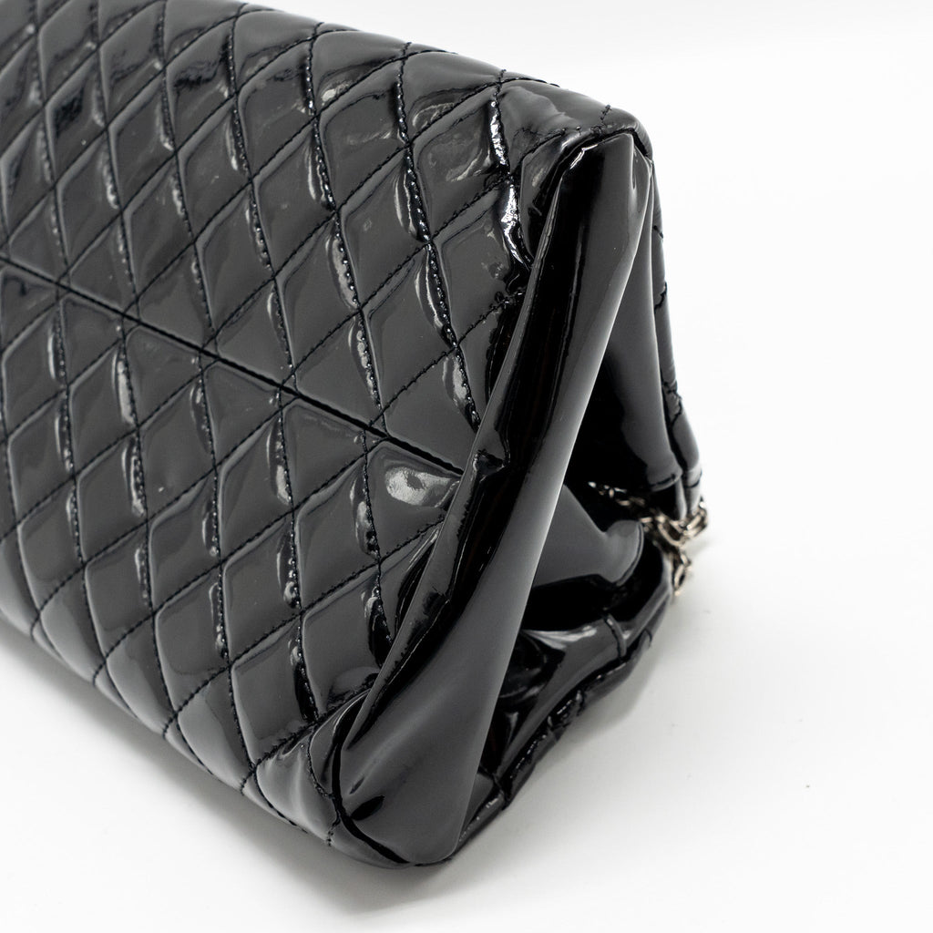 CHANEL JUST MADEMOISELLE BOWLING BAG PATENT BLACK SHW
