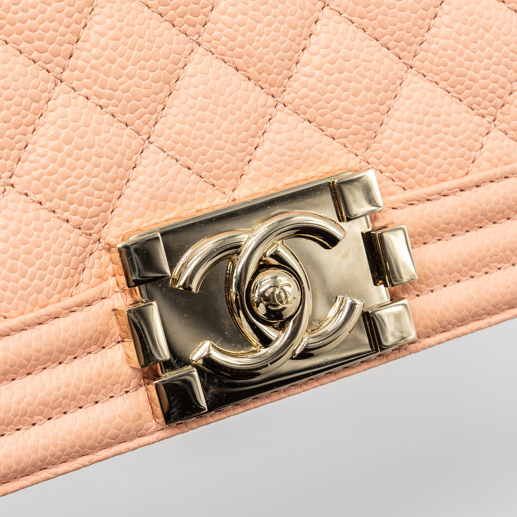 CHANEL SMALL BOY BAG CAVIAR LIGHT PINK LGHW