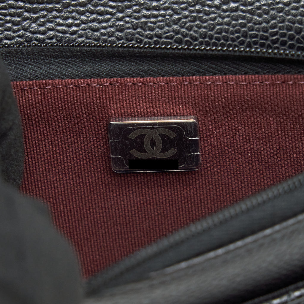 CHANEL CLASSIC WALLET ON CHAIN CAVIAR BLACK SHW (MICROCHIP)